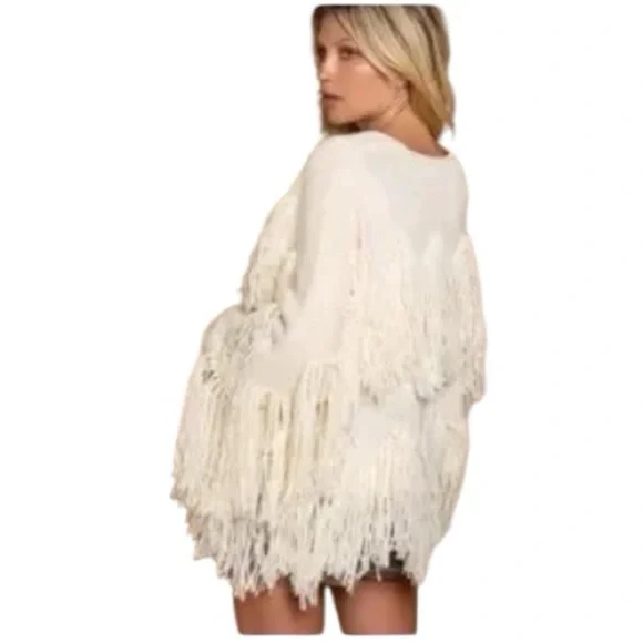 POL Cream Fringed Cardigan - Picture 2 of 7